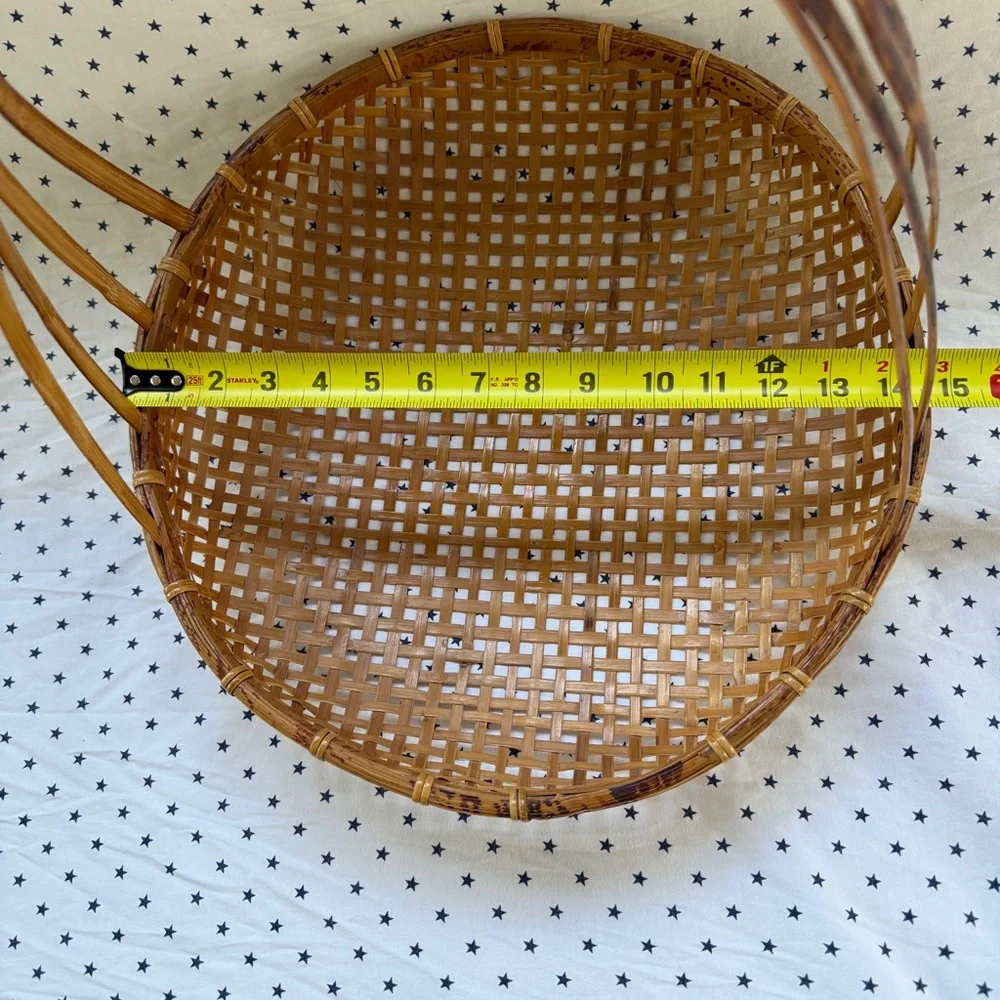 Vintage Republic of China Rattan / Bamboo / Reed Fishing Basket Excellent Cond